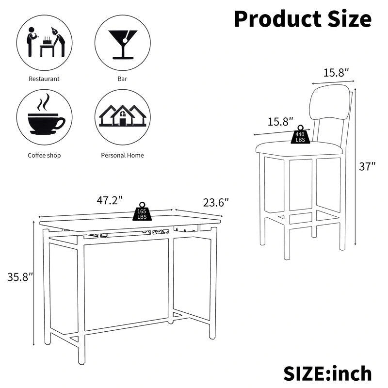 Table de salle à manger avec chaises rembourrées