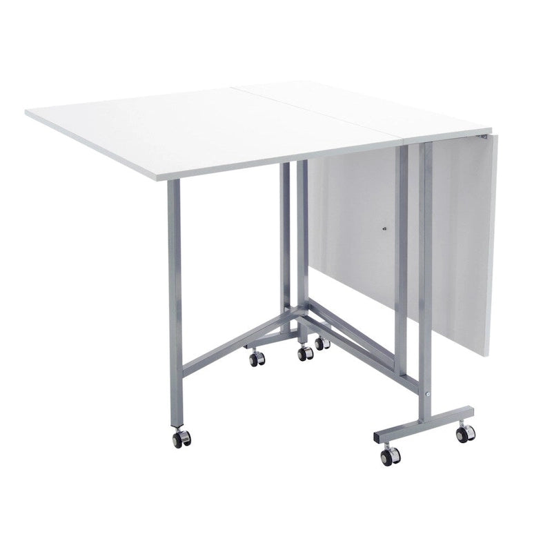 Table pour machine à coudre et à travaux manuels, laquée époxy blanche