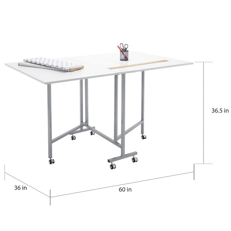 Table pour machine à coudre et à travaux manuels, laquée époxy blanche
