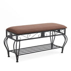 Banc range-chaussures 2 niveaux avec assise rembourrée et rangement ouvert