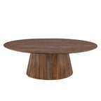 Table basse moderne mi-siècle en bois brun avec base cannelée