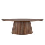 Table basse moderne mi-siècle en bois brun avec base cannelée