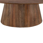 Table basse moderne mi-siècle en bois brun avec base cannelée