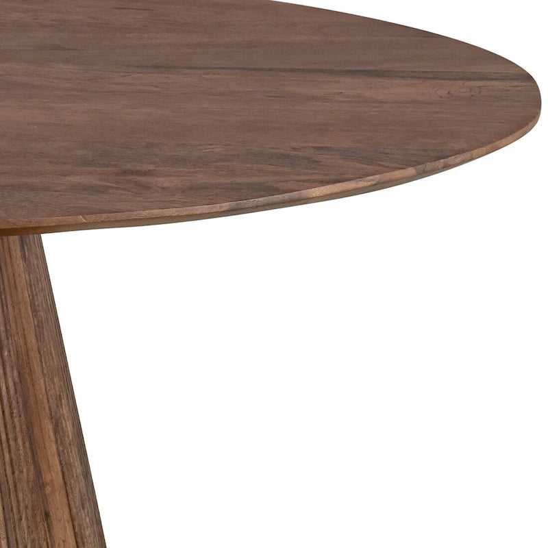 Table basse moderne mi-siècle en bois brun avec base cannelée