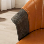 Chaise de salle à manger pivotante en bois courbé et PU
