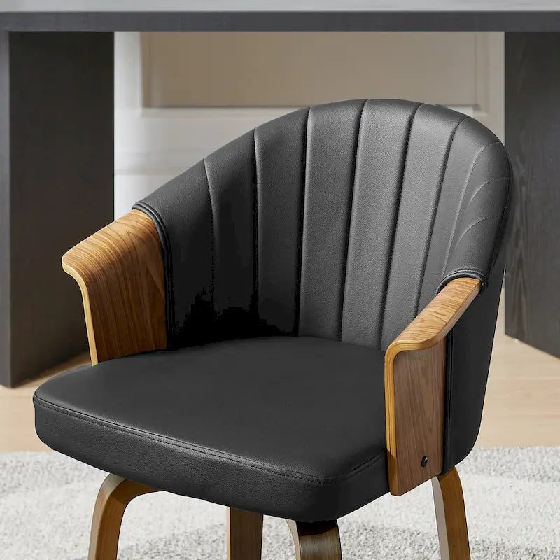 Chaise de salle à manger pivotante en bois courbé et PU