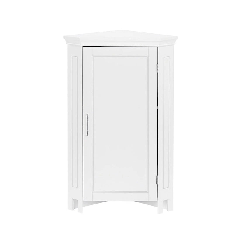 Meuble de rangement d'angle pour salle de bain avec portes et étagère réglable - Blanc