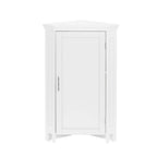 Meuble de rangement d'angle pour salle de bain avec portes et étagère réglable - Blanc