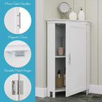 Meuble de rangement d'angle pour salle de bain avec portes et étagère réglable - Blanc