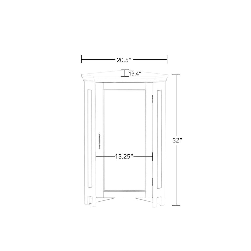 Meuble de rangement d'angle pour salle de bain avec portes et étagère réglable - Blanc
