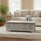 Clara Carved Solid Wood Storage Ottoman