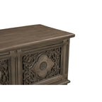 Pouffe de rangement en bois massif sculpté