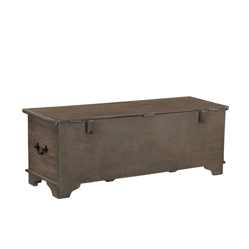 Pouffe de rangement en bois massif sculpté
