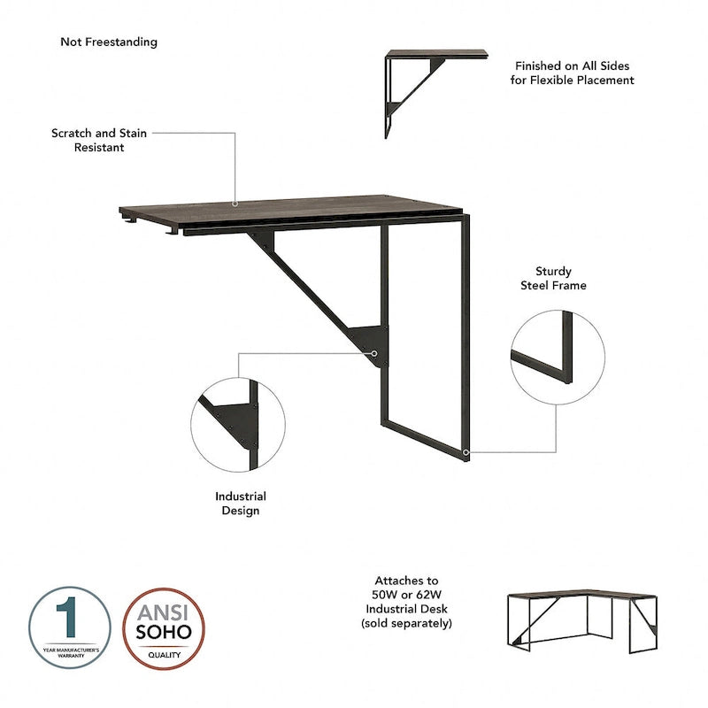 Bureau d'angle industriel de 157 cm de longueur