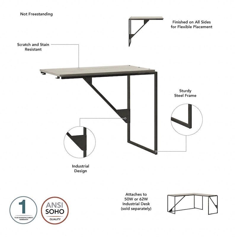 Bureau d'angle industriel de 157 cm de longueur