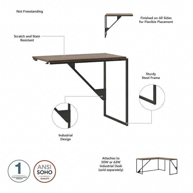 Bureau d'angle industriel de 157 cm de longueur